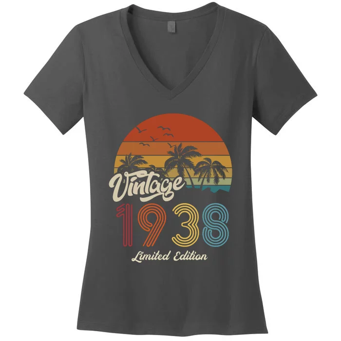 85th Birthday Vintage Limited Edition 1938 Women's V-Neck T-Shirt