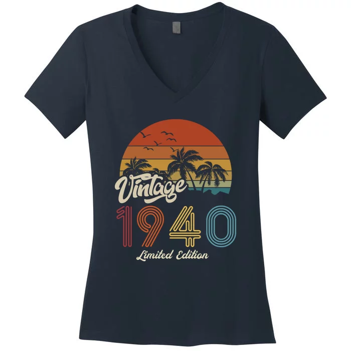 83rd Birthday Vintage Limited Edition 1940 Women's V-Neck T-Shirt