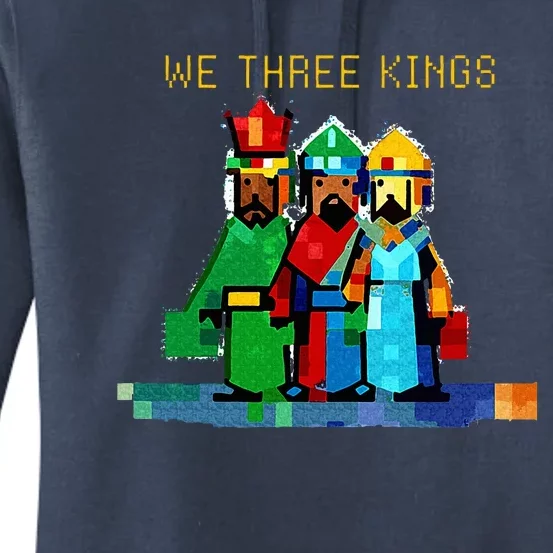 8 Bit We Three Kings Christmas Women's Pullover Hoodie