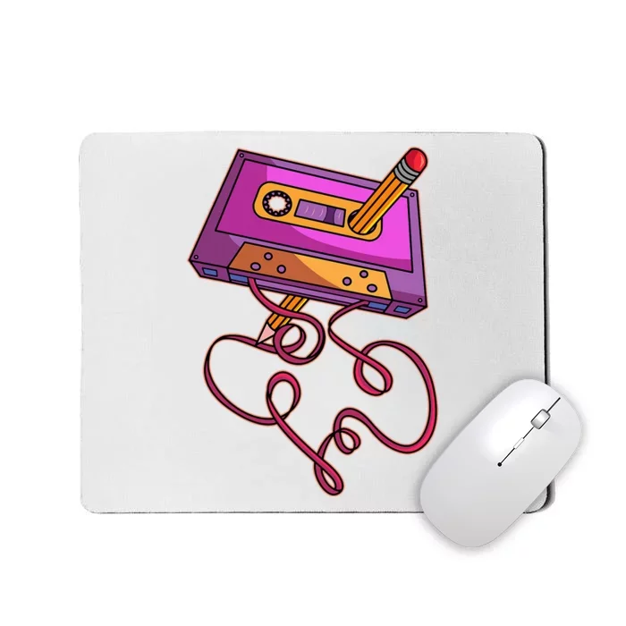 80s Cassette Tape Pencil 1980s Retro Vintage Throwback Music Mousepad