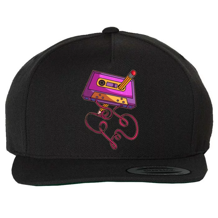 80s Cassette Tape Pencil 1980s Wool Snapback Cap