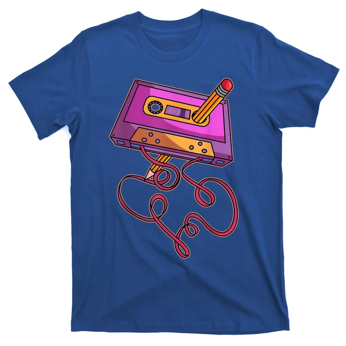 80s Cassette Tape Pencil 1980s Retro Vintage Throwback Music Short Sleeve Gift T-Shirt