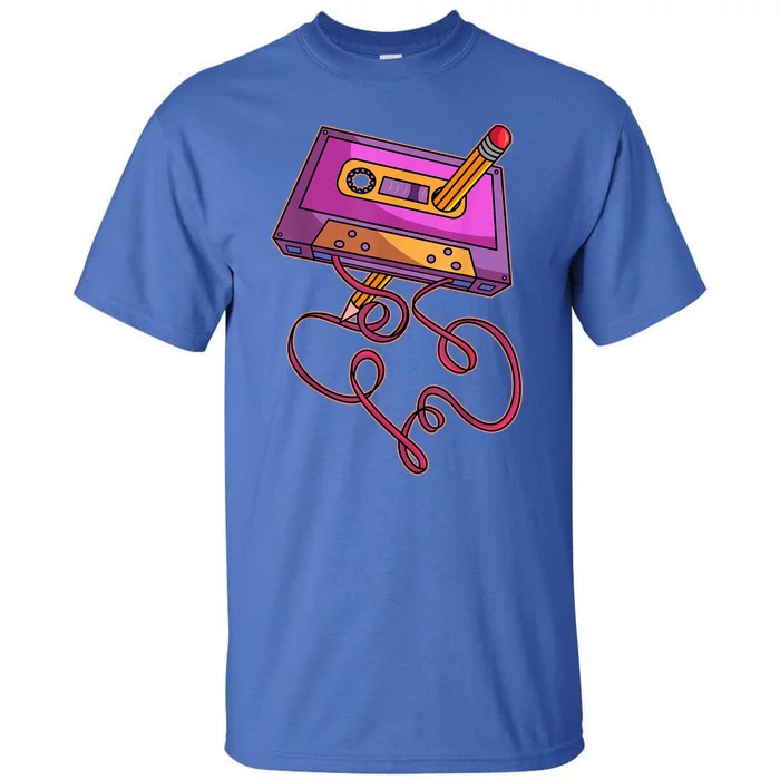 80s Cassette Tape Pencil 1980s Retro Vintage Throwback Music Short Sleeve Gift Tall T-Shirt