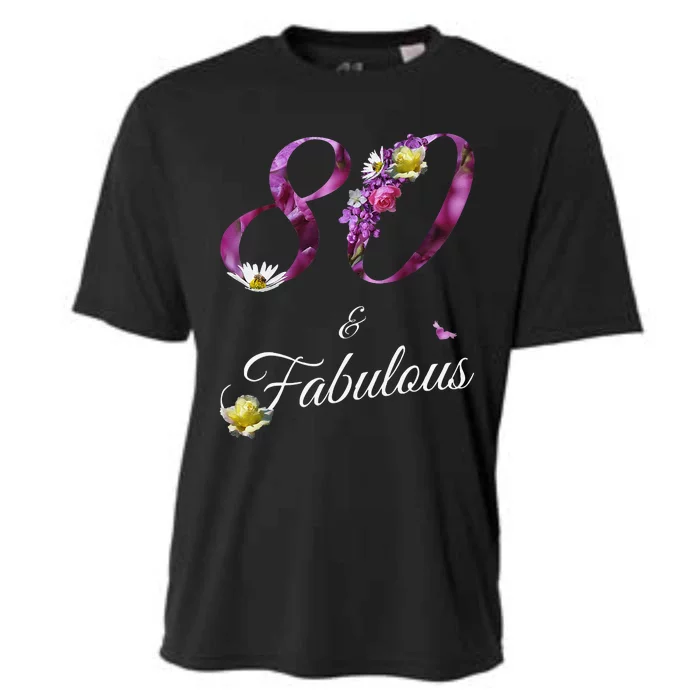 80 & Fabulous 80 Year Old Floral 1943 80th Birthday Gift Cooling Performance Crew T-Shirt