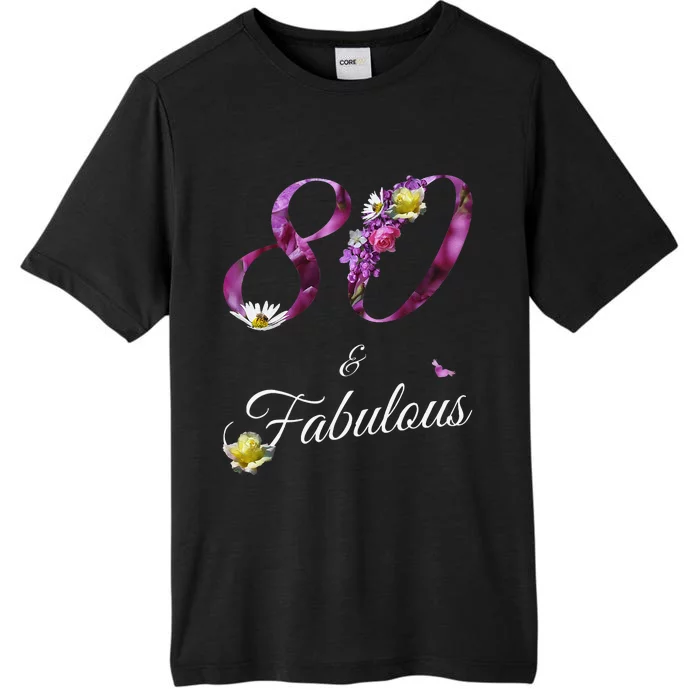 80 & Fabulous 80 Year Old Floral 1943 80th Birthday Gift ChromaSoft Performance T-Shirt