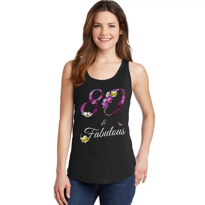 80 & Fabulous 80 Year Old Floral 1943 80th Birthday Gift Ladies Essential Tank