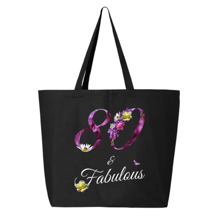 80 & Fabulous 80 Year Old Floral 1943 80th Birthday Gift 25L Jumbo Tote