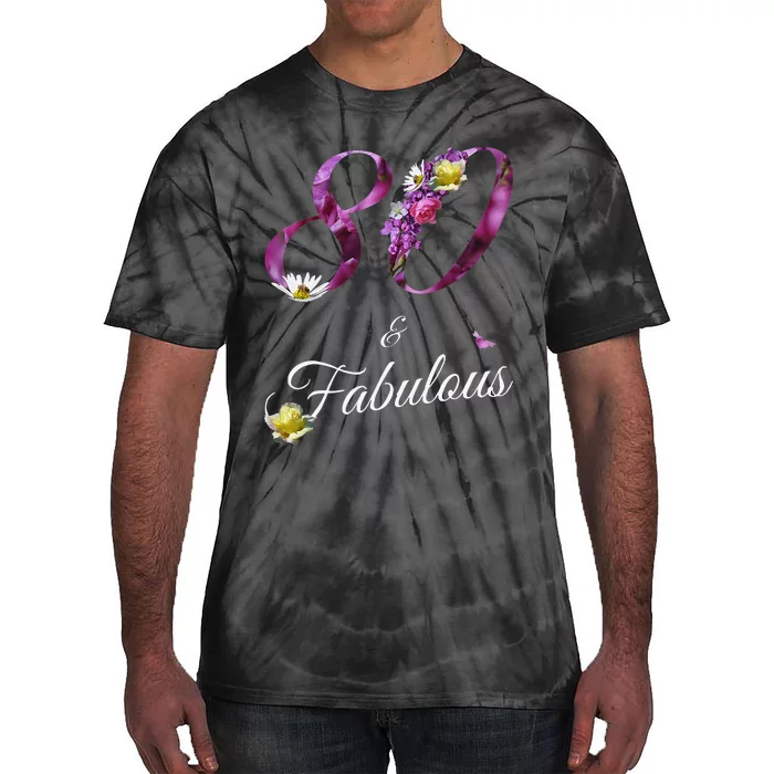 80 & Fabulous 80 Year Old Floral 1943 80th Birthday Gift Tie-Dye T-Shirt