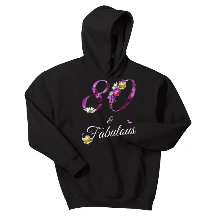 80 & Fabulous 80 Year Old Floral 1943 80th Birthday Gift Kids Hoodie