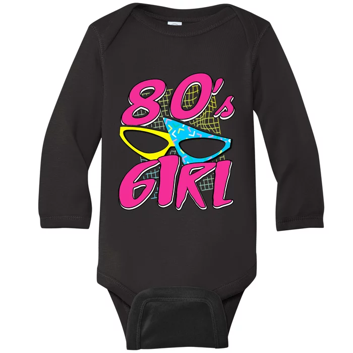 80's Girl 1980 Retro Party Costume Idea Baby Long Sleeve Bodysuit