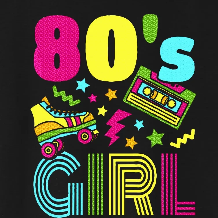 80s Girl 1980s Theme Party 80s Costume Outfit Women's Crop Top Tee