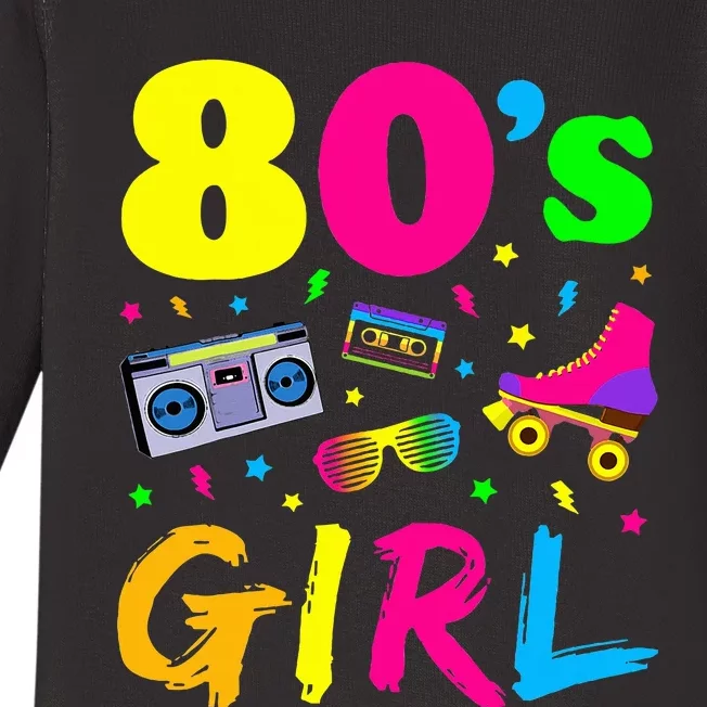 80S Girl Birthday Party Costume Retro Baby Long Sleeve Bodysuit