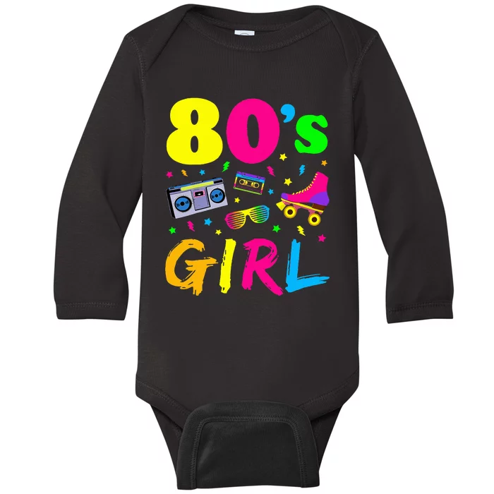 80S Girl Birthday Party Costume Retro Baby Long Sleeve Bodysuit