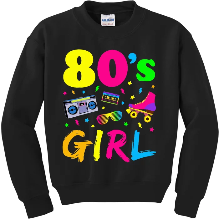 80S Girl Birthday Party Costume Retro Kids Sweatshirt