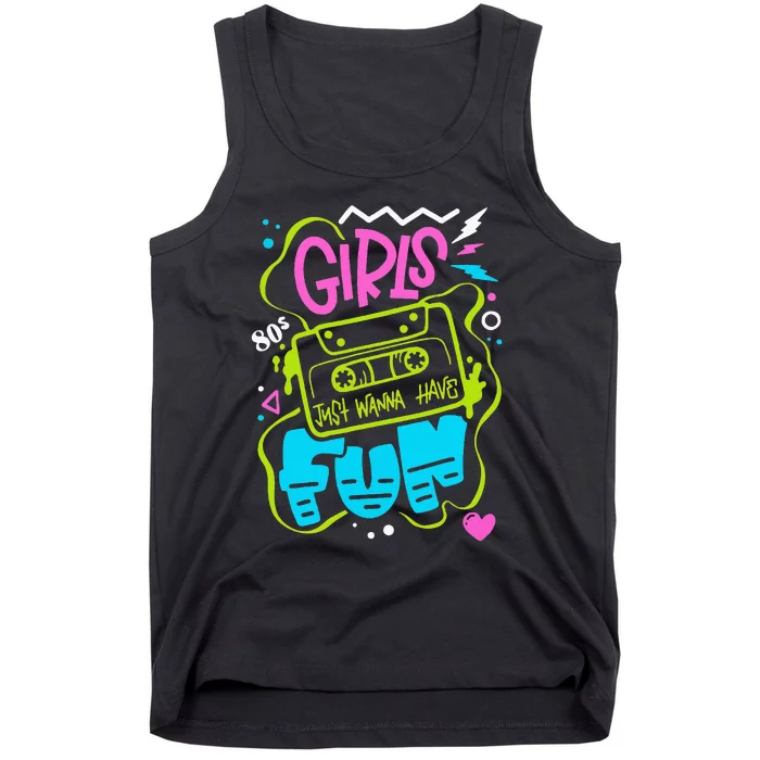 80's Girl Just Wanna Have Fun Nostalgia 1980s Tank Top