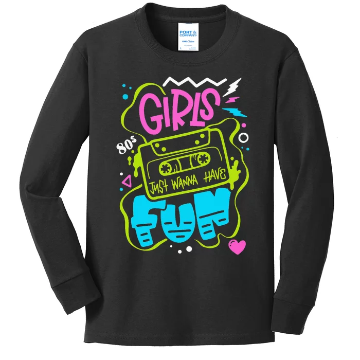 80's Girl Just Wanna Have Fun Nostalgia 1980s Kids Long Sleeve Shirt