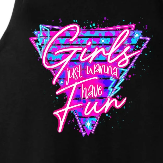 80s Girl Just Wanna Have Fun Nostalgia 1980s Ladies Tri-Blend Wicking Tank