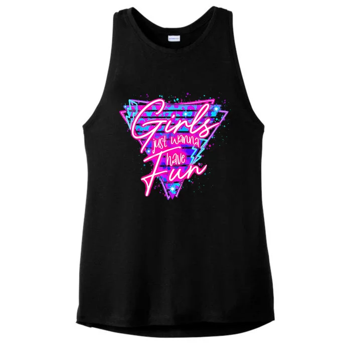 80s Girl Just Wanna Have Fun Nostalgia 1980s Ladies Tri-Blend Wicking Tank