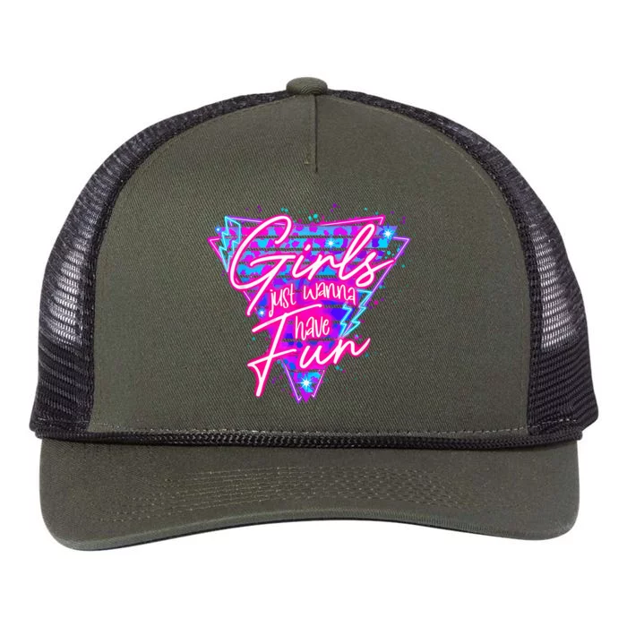 80s Girl Just Wanna Have Fun Nostalgia 1980s Retro Rope Trucker Hat Cap