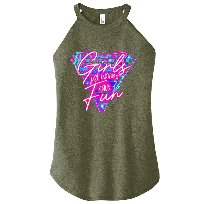 80s Girl Just Wanna Have Fun Nostalgia 1980s Women’s Perfect Tri Rocker Tank