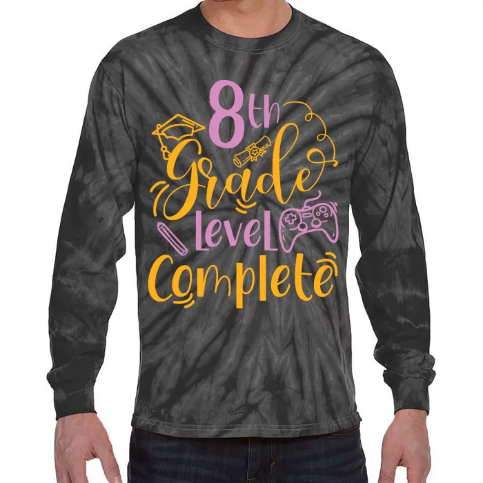 8th Grade Level Complete Eighth Grader School Graduation Tie-Dye Long Sleeve Shirt