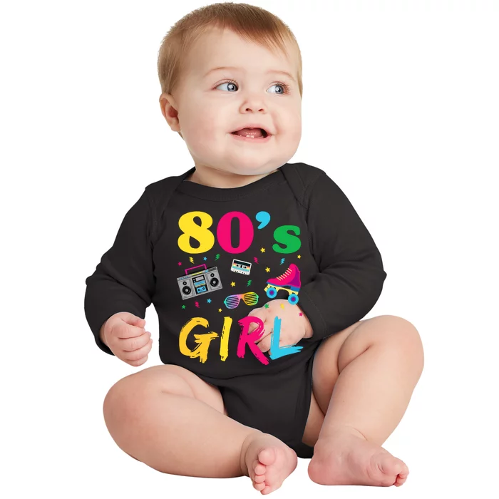 80s Girl Retro Costume Baby Long Sleeve Bodysuit