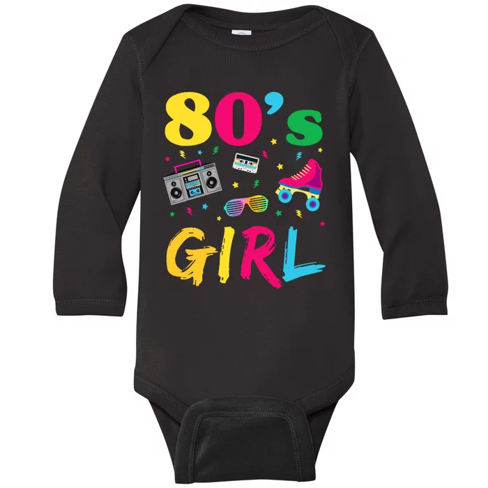 80s Girl Retro Costume Baby Long Sleeve Bodysuit