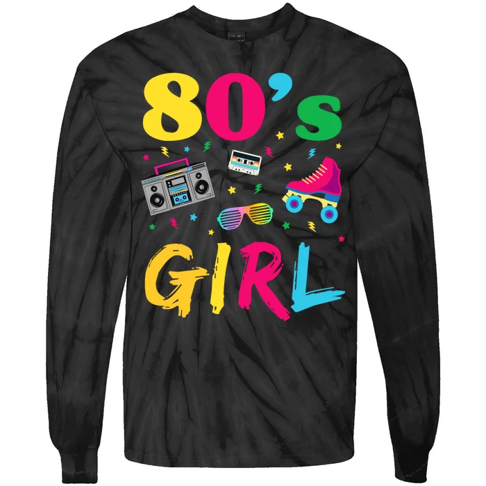 80s Girl Retro Costume Tie-Dye Long Sleeve Shirt