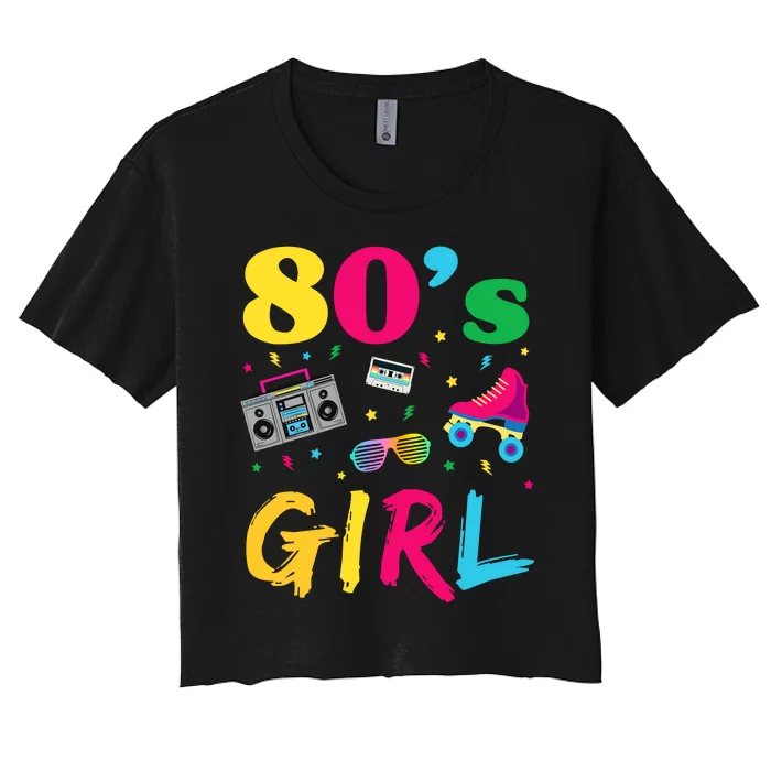 80s Girl Retro Costume Women's Crop Top Tee