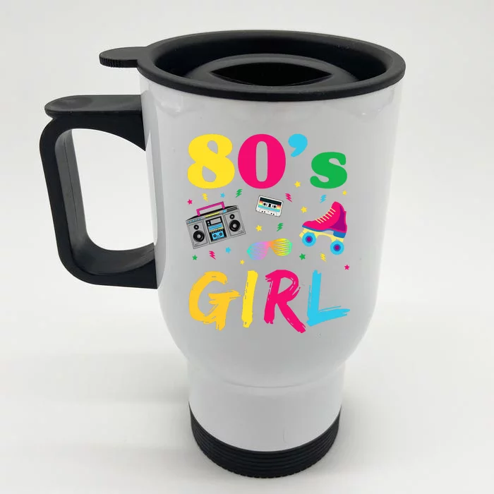 80s Girl Retro Costume Front & Back Stainless Steel Travel Mug