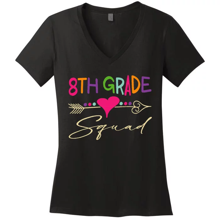 8Th Grade Squad Welcome Back To School Women's V-Neck T-Shirt