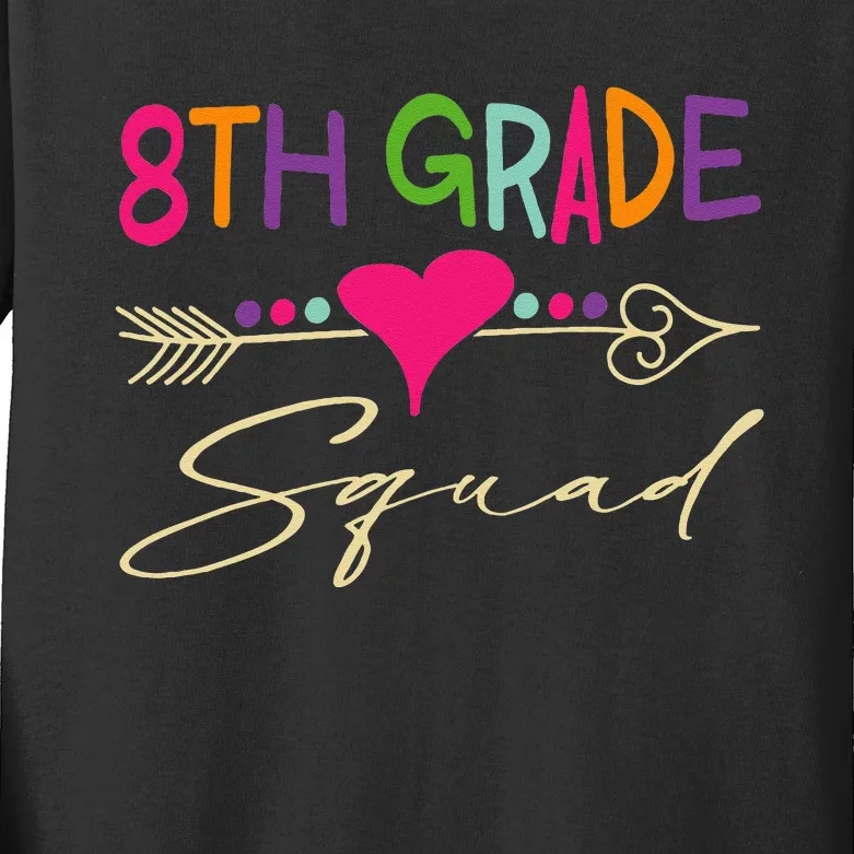 8Th Grade Squad Welcome Back To School Kids Long Sleeve Shirt