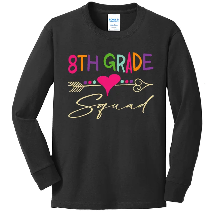 8Th Grade Squad Welcome Back To School Kids Long Sleeve Shirt