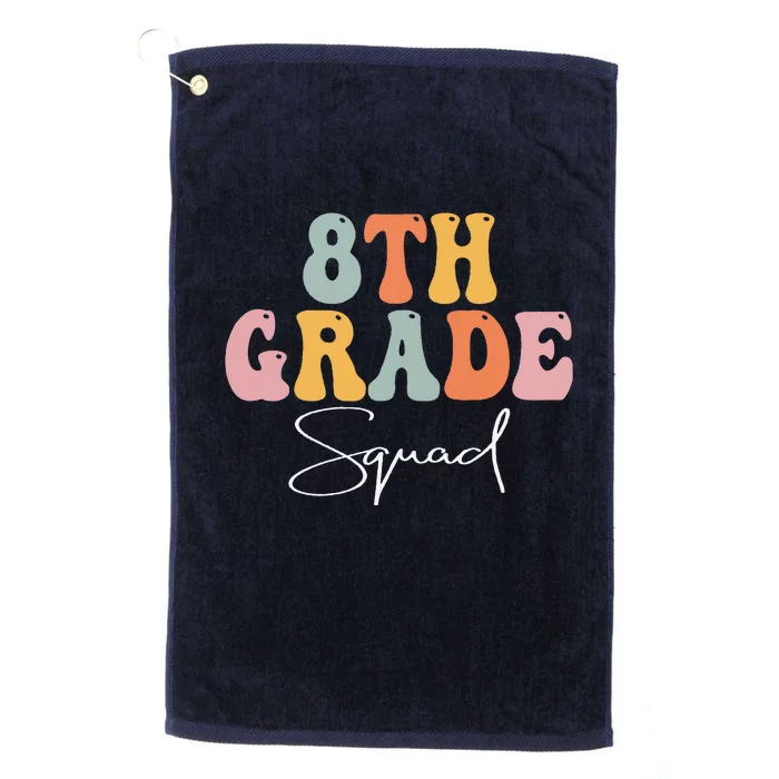 8th Grade Squad Retro Groovy Women Happy First Day Of School Platinum Collection Golf Towel