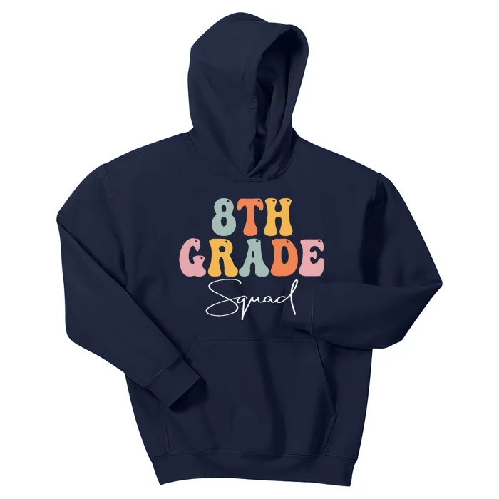 8th Grade Squad Retro Groovy Women Happy First Day Of School Kids Hoodie