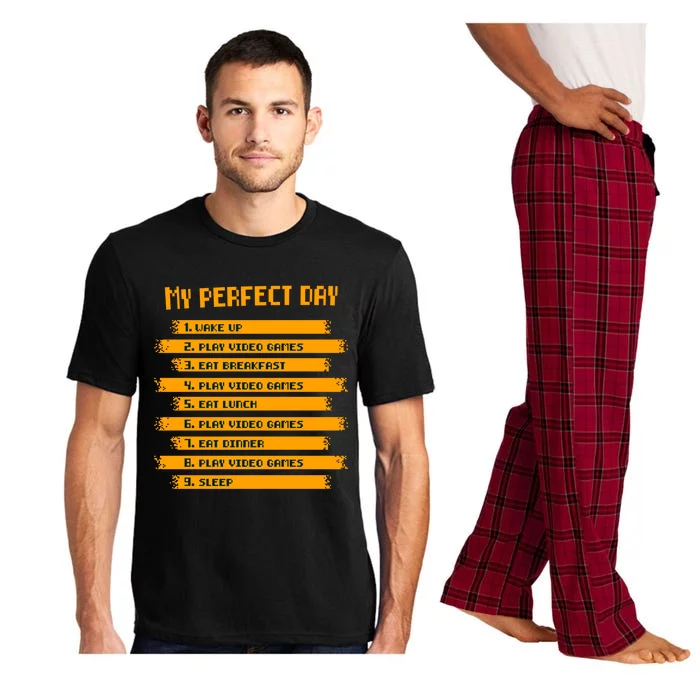 8funny Giftbit Text Style My Perfect Day Play Video Games Gift Pajama Set