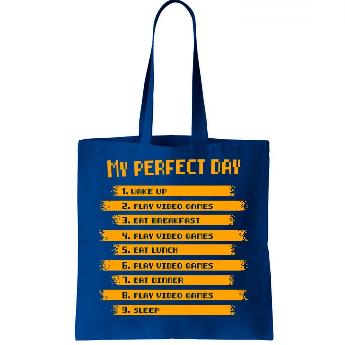 8funny Giftbit Text Style My Perfect Day Play Video Games Gift Tote Bag