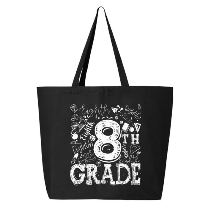 8th Grade Typography Team Teacher Back To School 25L Jumbo Tote