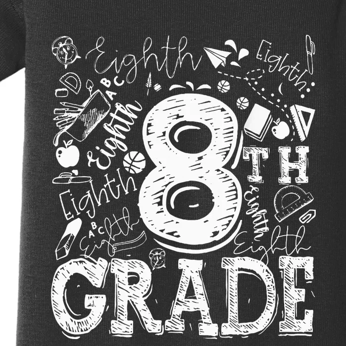 8th Grade Typography Team Teacher Back To School Baby Bodysuit