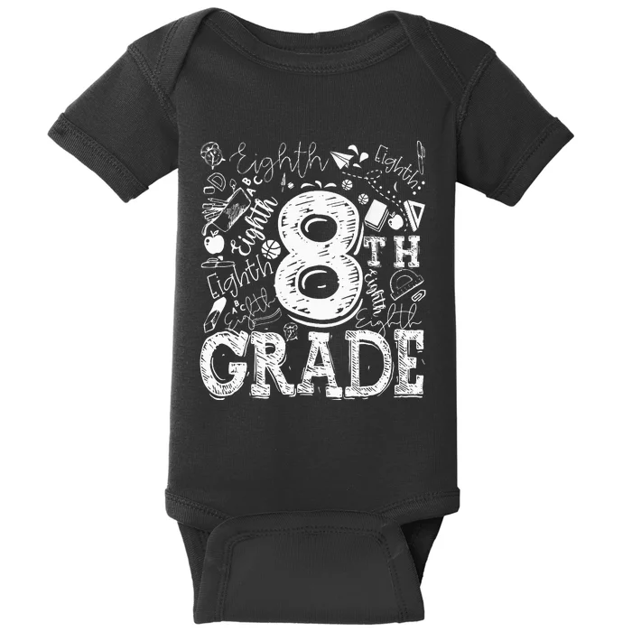 8th Grade Typography Team Teacher Back To School Baby Bodysuit