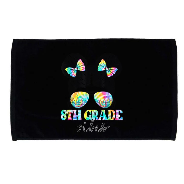 8th Grade Vibes Messy Hair Bun Girl Back To School First Day Microfiber Hand Towel