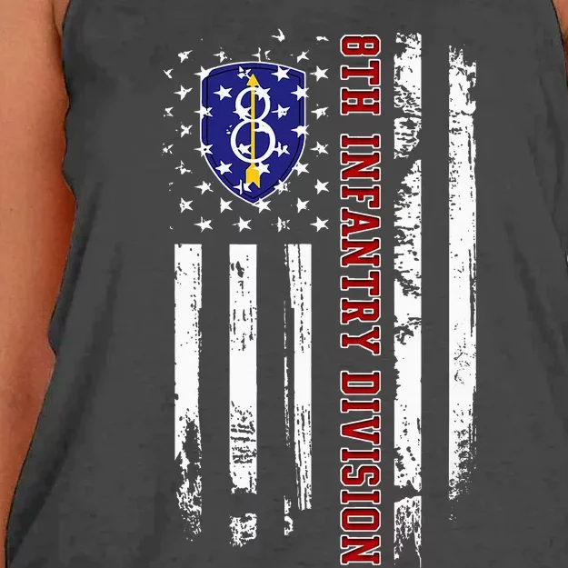 8th Infantry Division Veteran Usa Flag Veterans Day Xmas Women's Knotted Racerback Tank