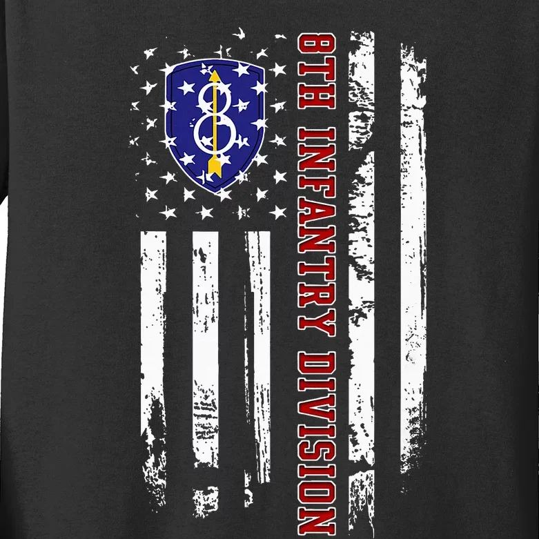 8th Infantry Division Veteran Usa Flag Veterans Day Xmas Kids Long Sleeve Shirt