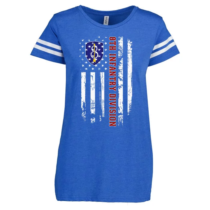 8th Infantry Division Veteran Usa Flag Veterans Day Xmas Enza Ladies Jersey Football T-Shirt