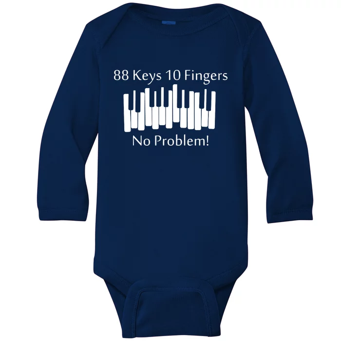 88 Keys 10 Fingers No Problem Piano Keyboard Gift Baby Long Sleeve Bodysuit