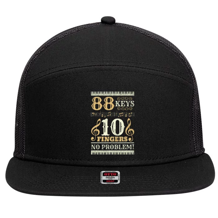 88 Keys 10 Fingers Piano Lover Players 7 Panel Mesh Trucker Snapback Hat