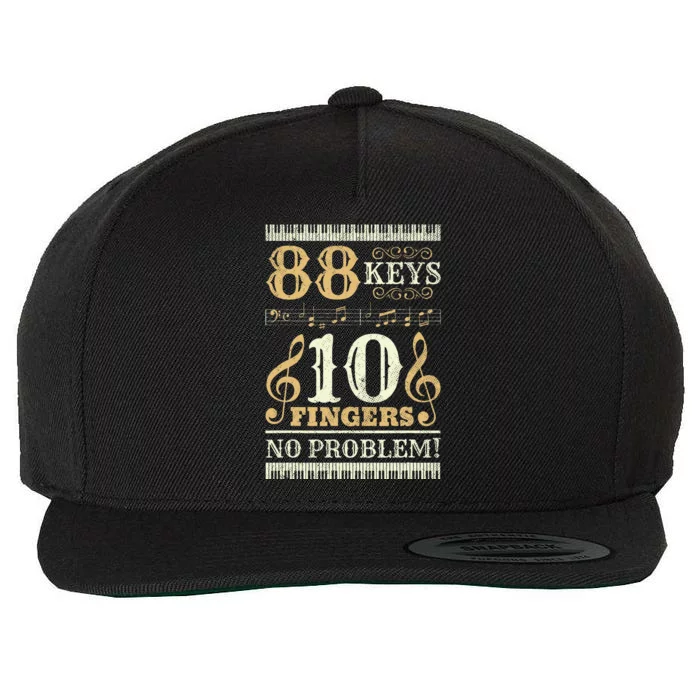 88 Keys 10 Fingers Piano Lover Players Wool Snapback Cap