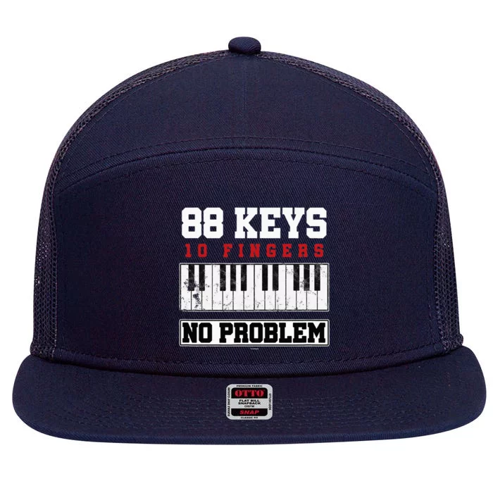 88 Keys Pianist Grand Piano Keyboard Key Music Musician Gift 7 Panel Mesh Trucker Snapback Hat