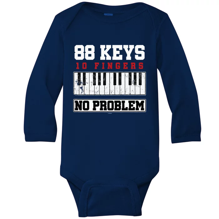 88 Keys Pianist Grand Piano Keyboard Key Music Musician Gift Baby Long Sleeve Bodysuit