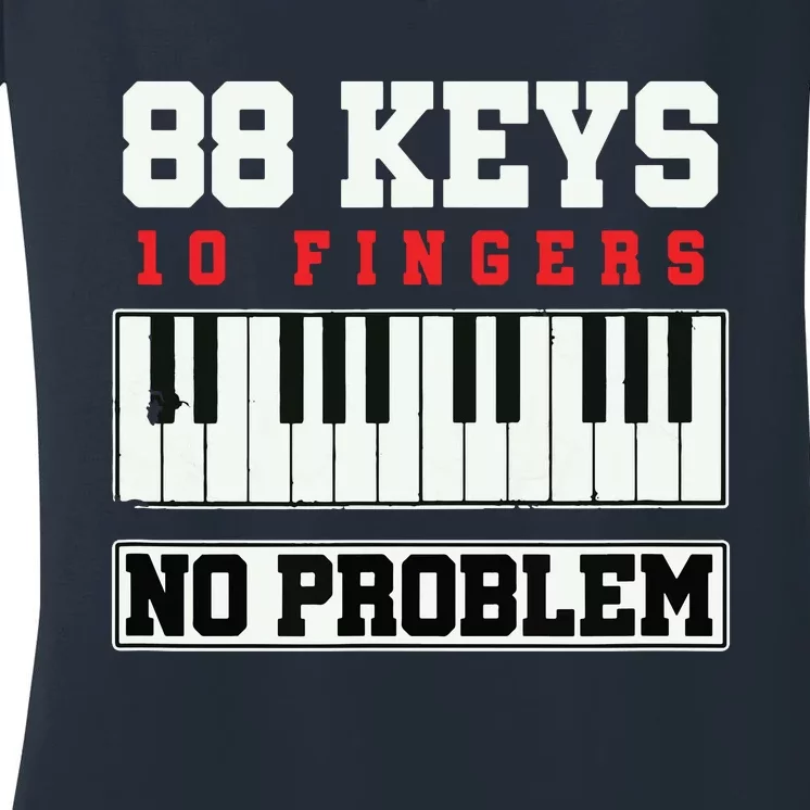 88 Keys Pianist Grand Piano Keyboard Key Music Musician Gift Women's V-Neck T-Shirt